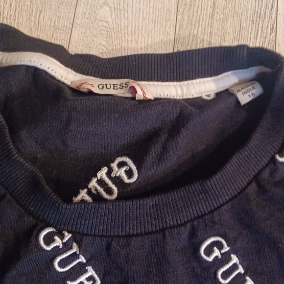 Guess T-Shirt Mens Large 18 Navy Blue Crew Neck Pullover Stretch Short Sleeve - Picture 2 of 6